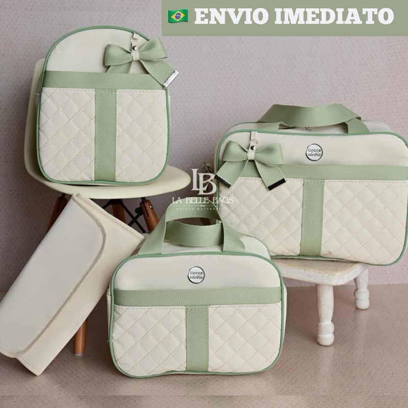Mala Maternidade com 4 peças  para bebê menino/menina bolsa maternidade luxo (AD fita novo)
