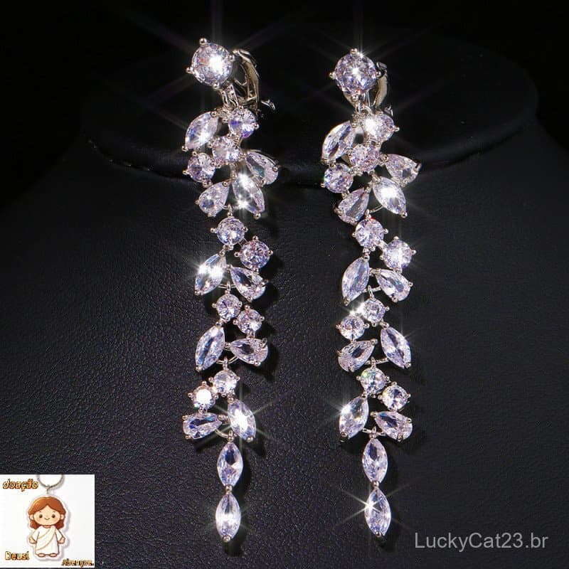 Brincos de Pressão de Cristal de Zircônia Cerâmica para Mulheres