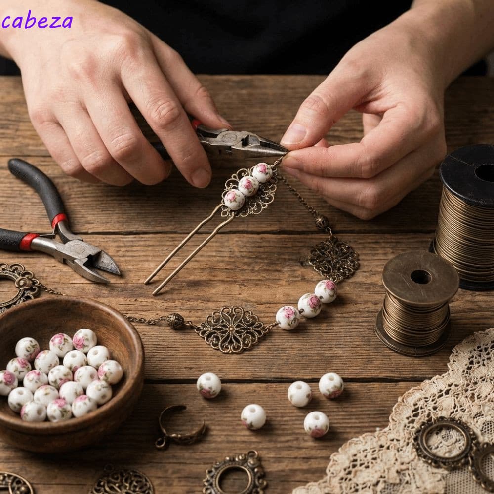 CABEZA 30 Pçs/set DIY Contas De Cerâmica , Soltas Redondas De Estilo Antigo , Flores Impressas Chinês