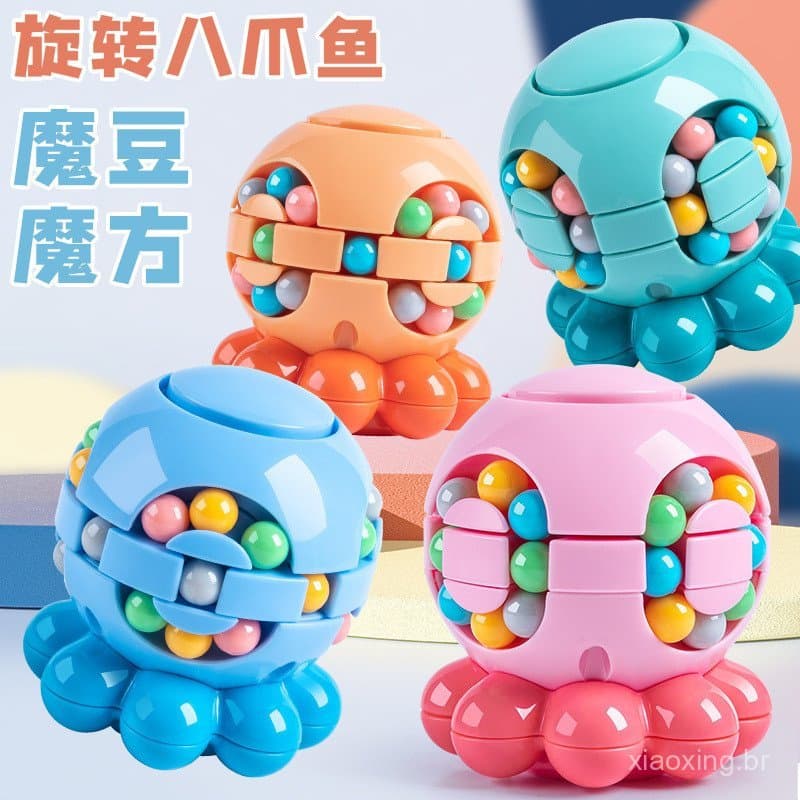 Brinquedo Antiestresse 3D em Forma de Polvo -- Cubo Transformável Magic Bean, Brinquedo Popular para Crianças QLQT