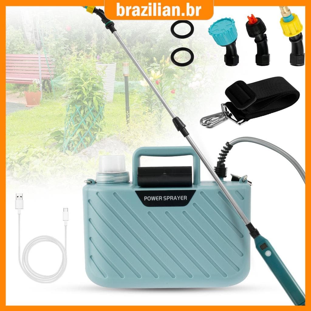 Pulverizador Alimentado Por Bateria Com 3 Bicos De Névoa Elétrico De 5L De Ervas Daninhas Alça De Ombro Ajustável Varinh