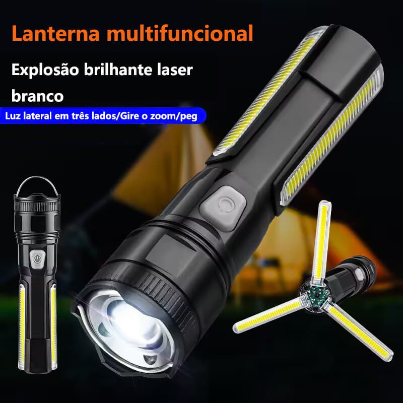 Lanterna Recarregável USB com zoom longo alcance lanternas portátil Camping e pesca