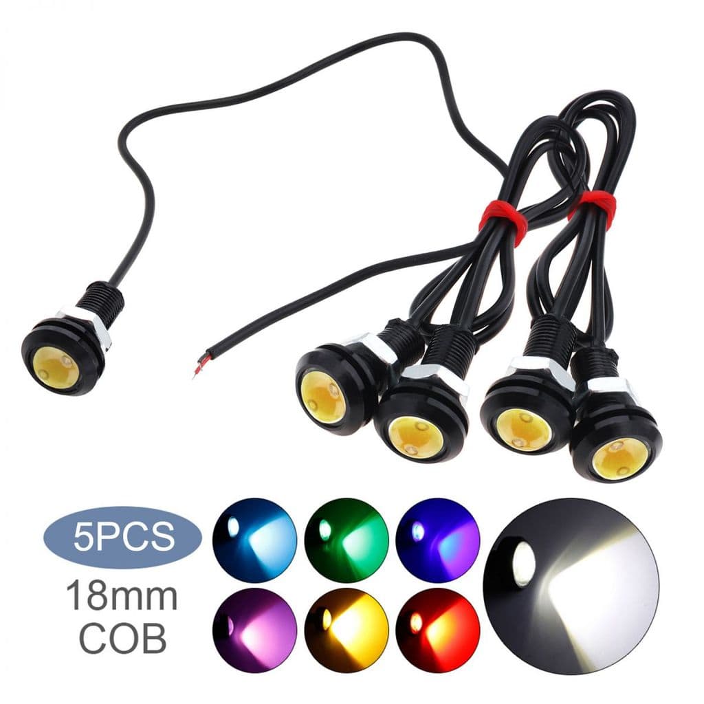 5 Peças 18 mm DC 12 V Carro Olho De Águia DRL LED Luzes Diurnas