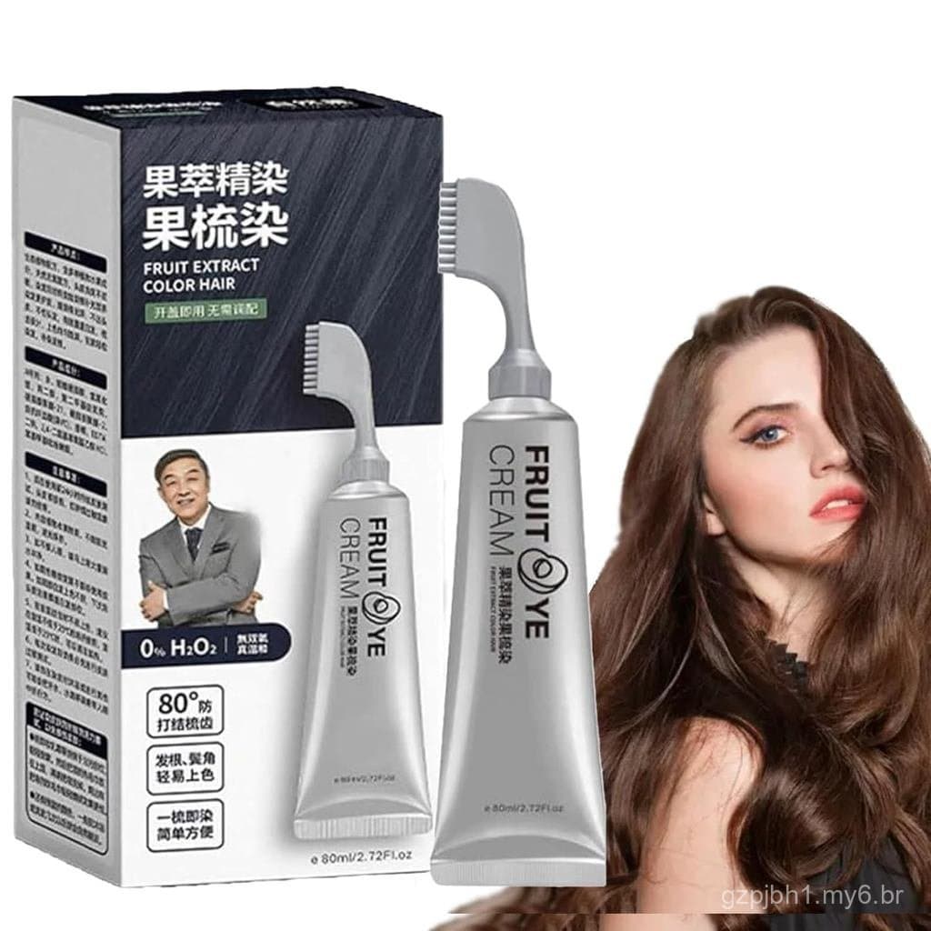 Creme de Tintura Natural para Cabelos Pretos para Cobertura de Cabelos Brancos - Castanho Escuro para Homens e Mulheres