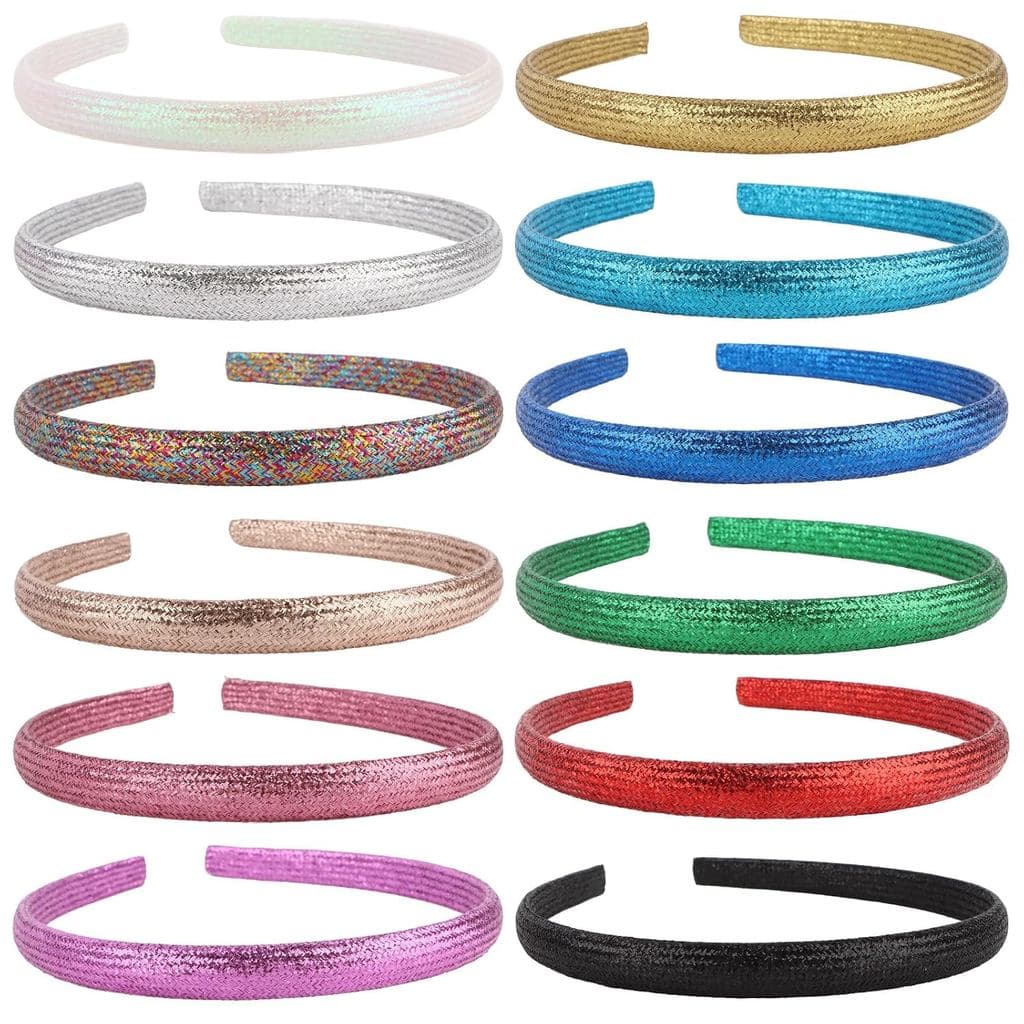 Conjunto de 12 Faixas de Cabelo Metálicas Finas para Mulheres, Faixas de Cabelo Antiderrapantes e Bonitas para Meninas,