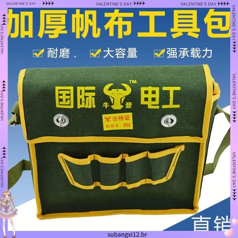 Bolsa mensageiro de lona espessada, bolsa de ferramentas Extra grande de um ombro, seguro de trabalho, eletricista, bols