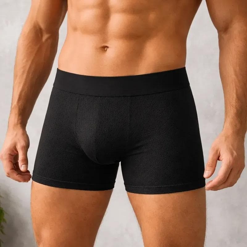 Cueca Boxer Dry Fit Masculina, Kit 3 Tecido Furadinnho Brief Macio E Estiloso Roupa Íntima Respirável E Macia