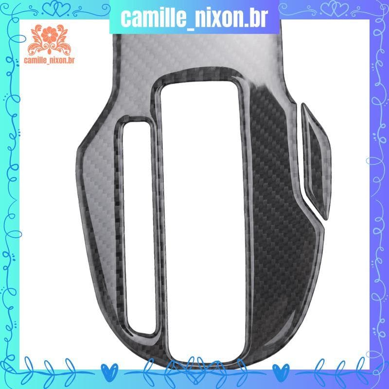 [camille_nixon.br] Adesivo De Decoração De Acabamento Da Tampa Do Painel De Mudança De Marcha Carro Em Fibra De Carbono