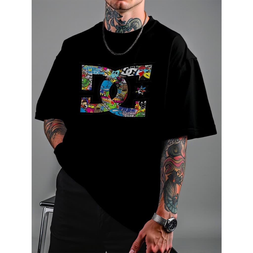 [Camiseta Premium em Algodão Puro]GXG Camiseta Camisa Oversized Algodão fio 30.1 penteado DC Street Collage Streetwear U