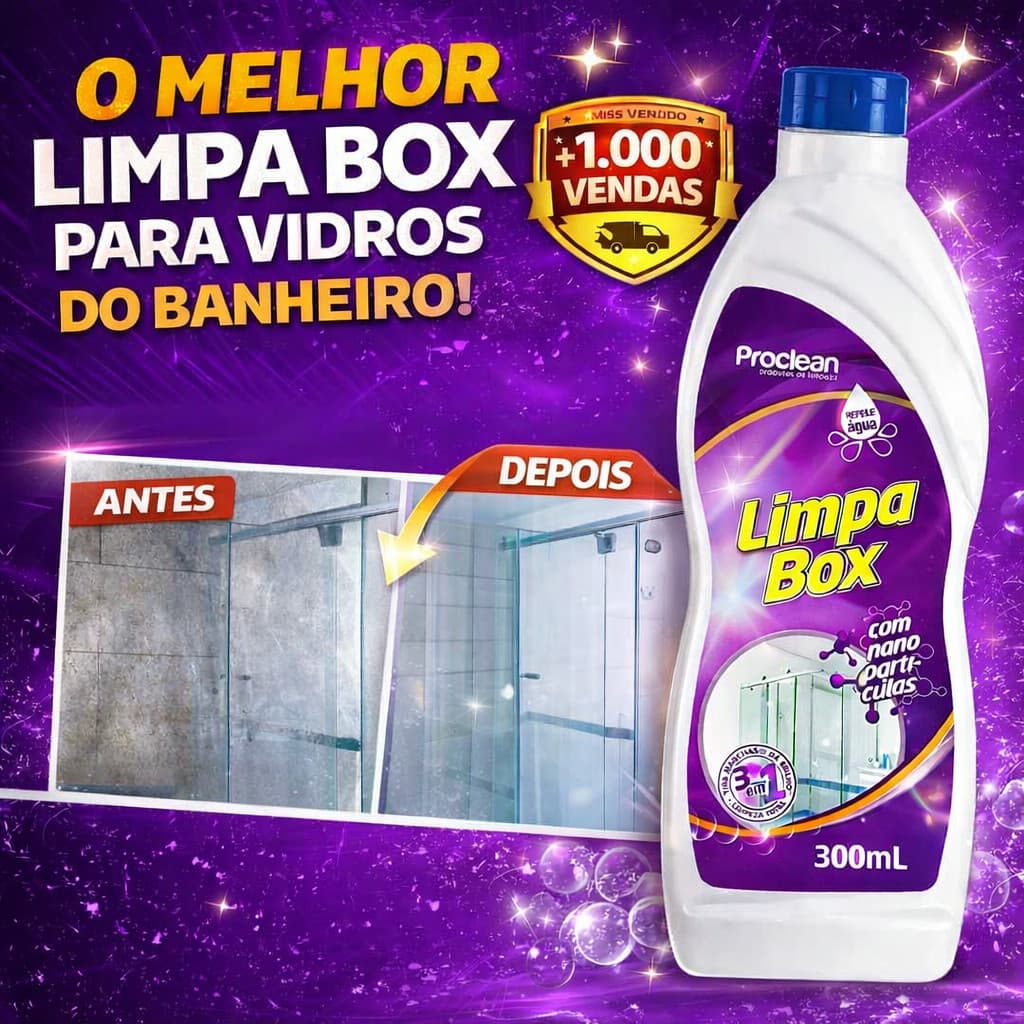Limpa Box Vidro Banheiro 300ml Proclean Remove Manchas Difíceis Box Brilhando Envio Ultra Rapido