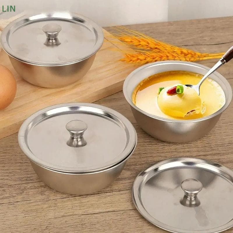 Tigela De Ovo Cozido No Vapor Em Aço Inoxidável 304 , Com Tampas , Utensílios De Cozinha , Salada De Frutas , Sobremesa