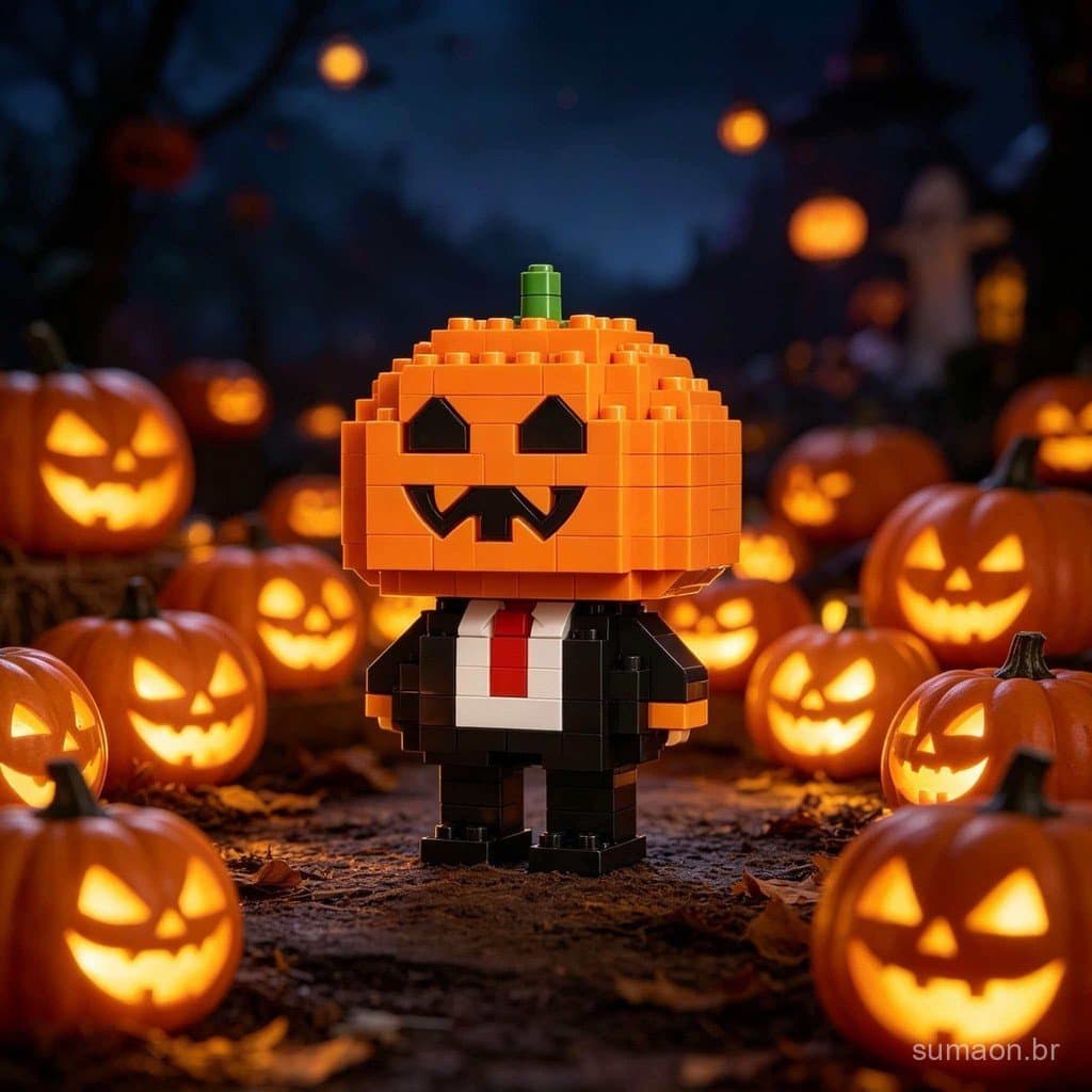 Bloques de Construcción Micro Halloween, Juguete de Piezas Pequeñas, 12 Modelos Coleccionables