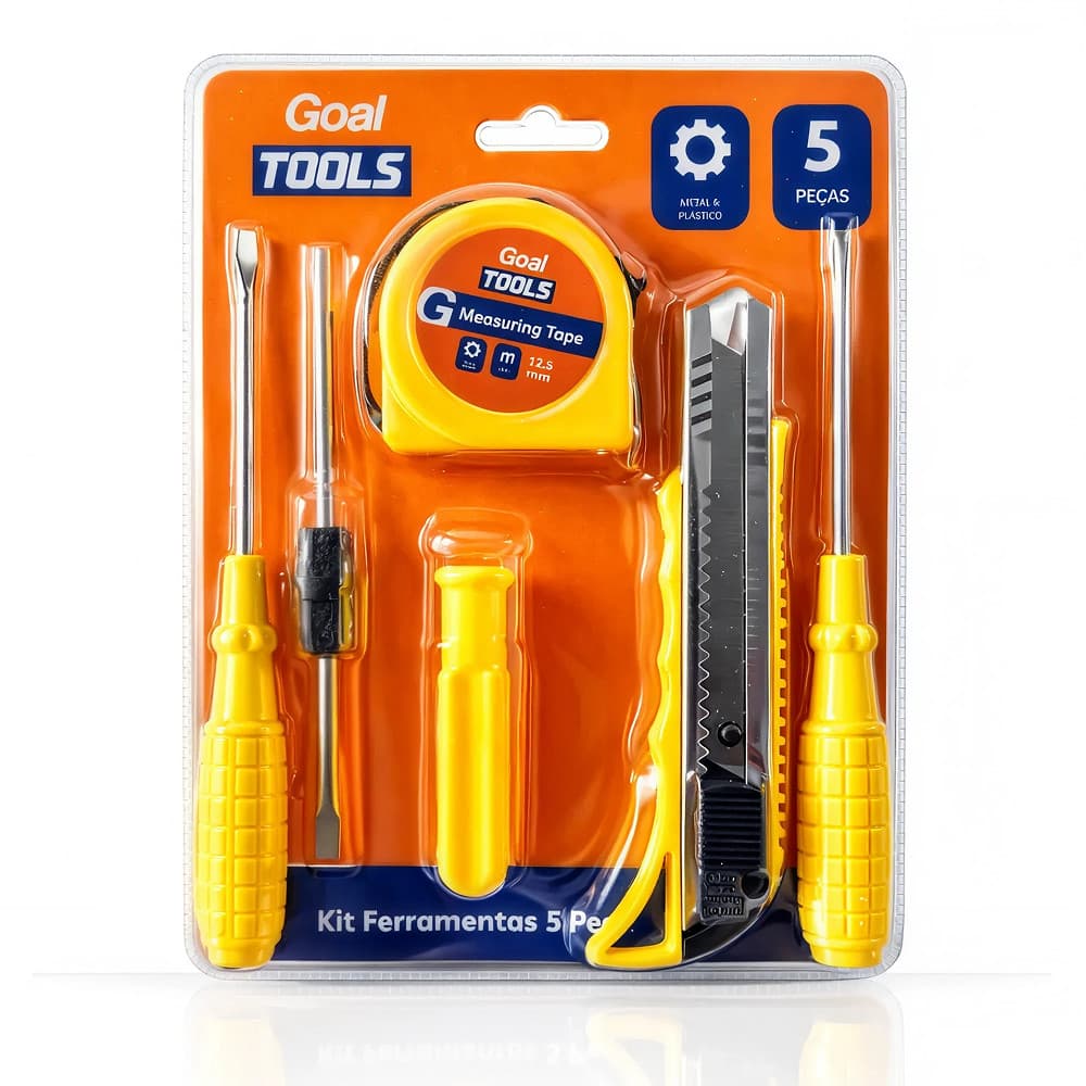 Jogo de Ferramentas 5 Peças Completo Chave Fenda Philips Trena