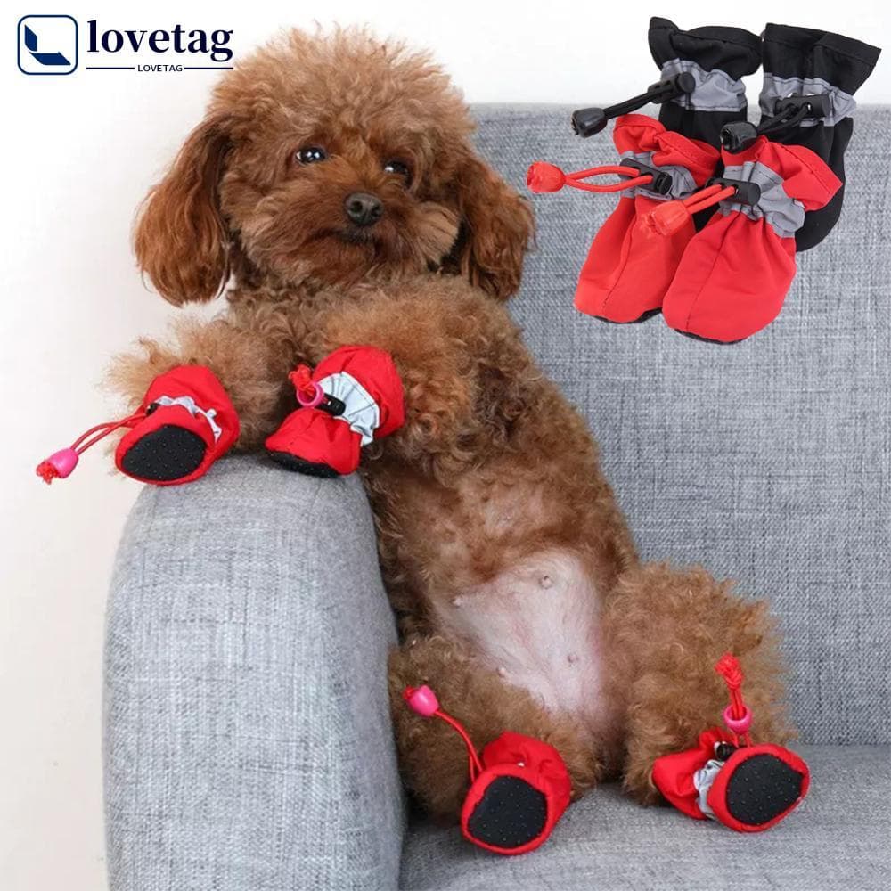 LOVETAG Sapatos Para Cães De Estimação , 4 Peças , À Prova D'água , Antiderrapante , Chuva , Neve , Protetor De Pata Ao