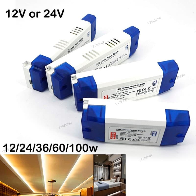 12W 24 36 60 100 Adaptador De Fonte De Alimentação De Comutação AC 240V Para DC 12V 24V 1A 2A 3A 5A LED strip Iluminação