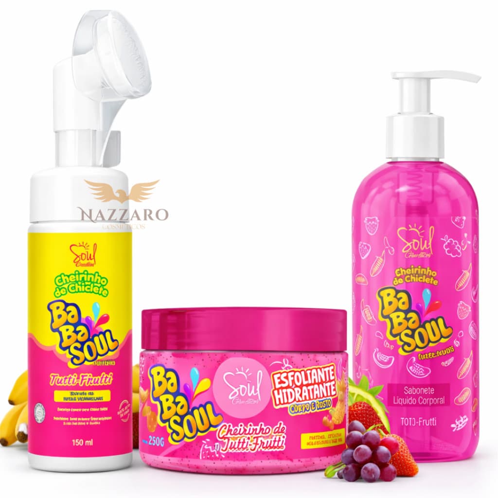 Kit 3 itens Esfoliante Facial + Mousse Micelar + Sabonete Facial Soul Cosméticos | Skincare, Limpeza Facial Profunda, Uv