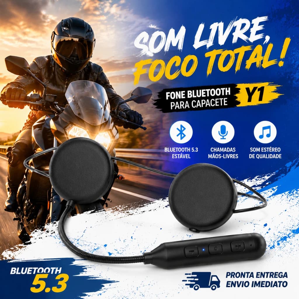 Fone De Ouvido Bluetooth Para Capacete De Moto Intercomunicador Sem Fio 5.3 Estéreo