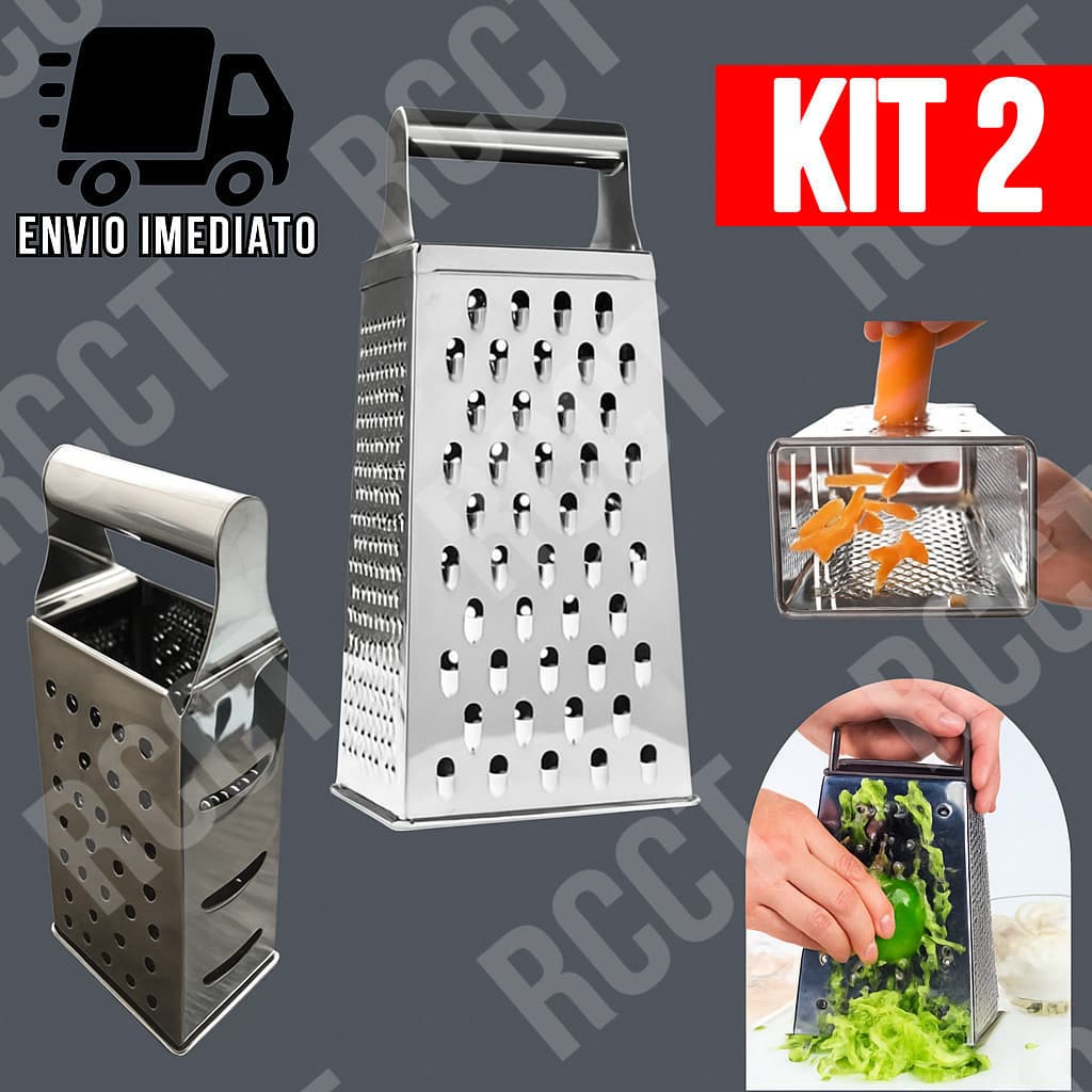 Kit 2 Ralador 4 Faces Inox Multiuso para Queijo Legumes e Verduras