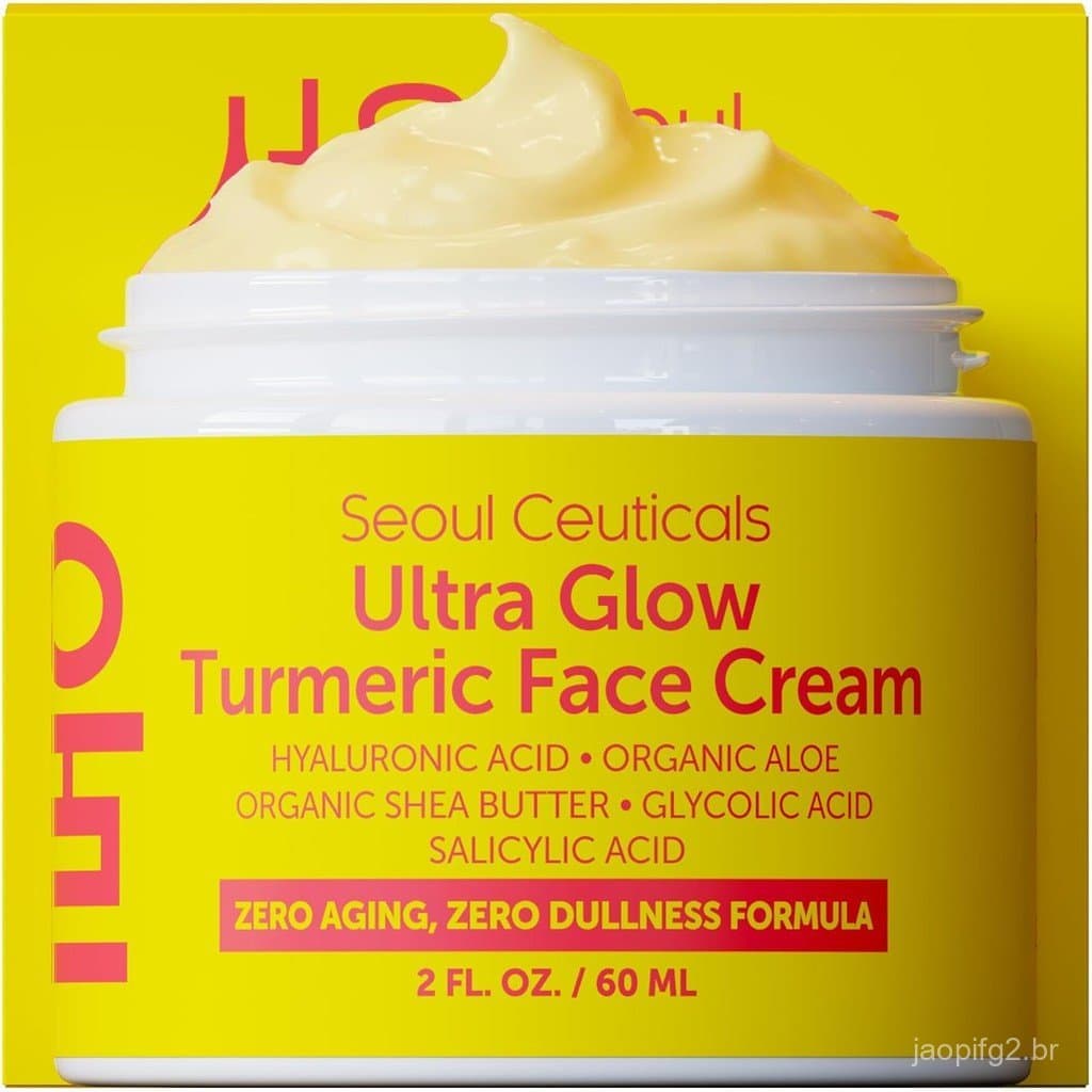 SeoulCeuticals Creme de Cúrcuma para Cuidados com a Pele Coreana – Hidratante facial para pele opaca e seca - Cuidados c