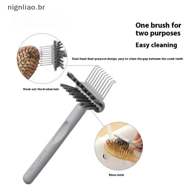 nignliao 2 Em 1 Escova De Cabelo Pente Limpeza Limpador Ancinho Ferramenta Embutida Removedor De Sujeira Para Remover Po