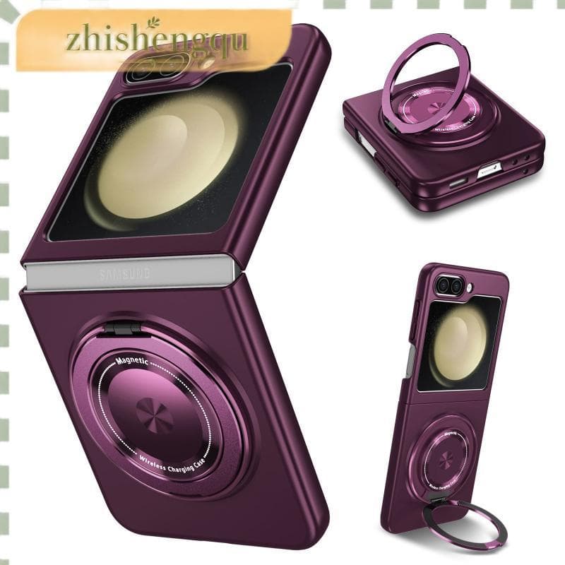 Luxo Fino Magnético Suporte De Carregamento Sem Fio Caixa Do Telefone Samsung Galaxy Z Flip 6 7 7fe 5 4 360 ° Capa Trase