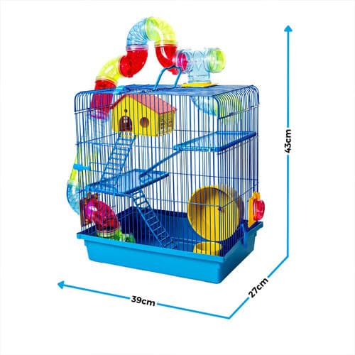Gaiola para Hamster 3 Andares com Tubos Luxo Completíssima Acessórios Roedores