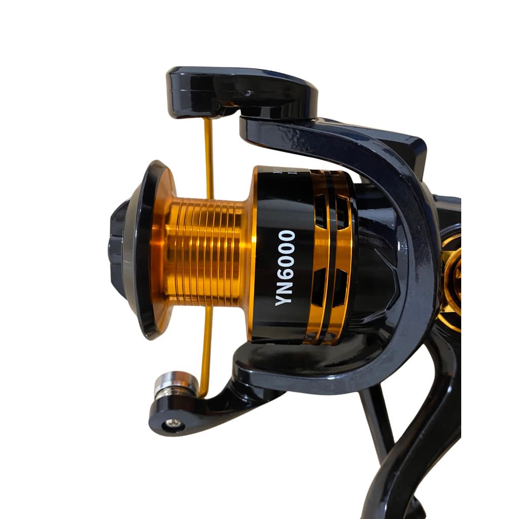 Molinete Pesca YY6000 Carretel Fibra Vidro Liga Onica Dourado Molinete 6000 Perfil Alto Freio Dianteiro Rolamento