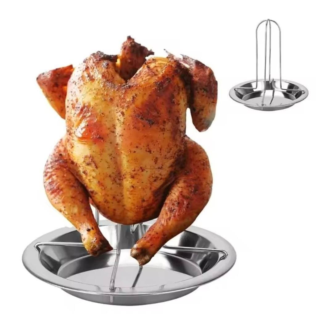 Assador de Frango em Aço Inoxidável com Bandeja Coletora