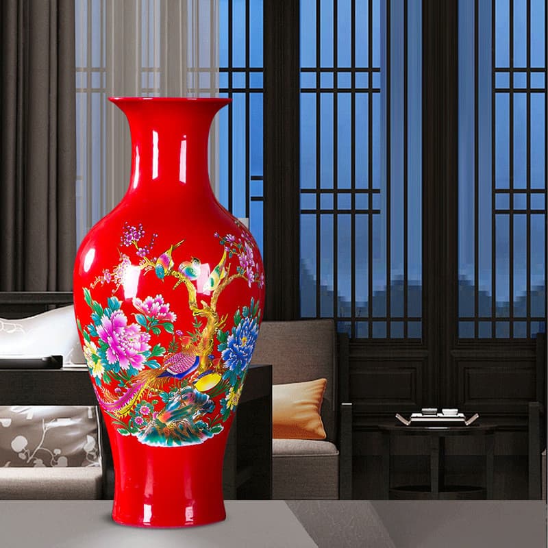 Jingdezhen cerâmica luz luxo cerâmica criativo vaso ornamentos Retro vaso aquicultura arranjo de flores seco