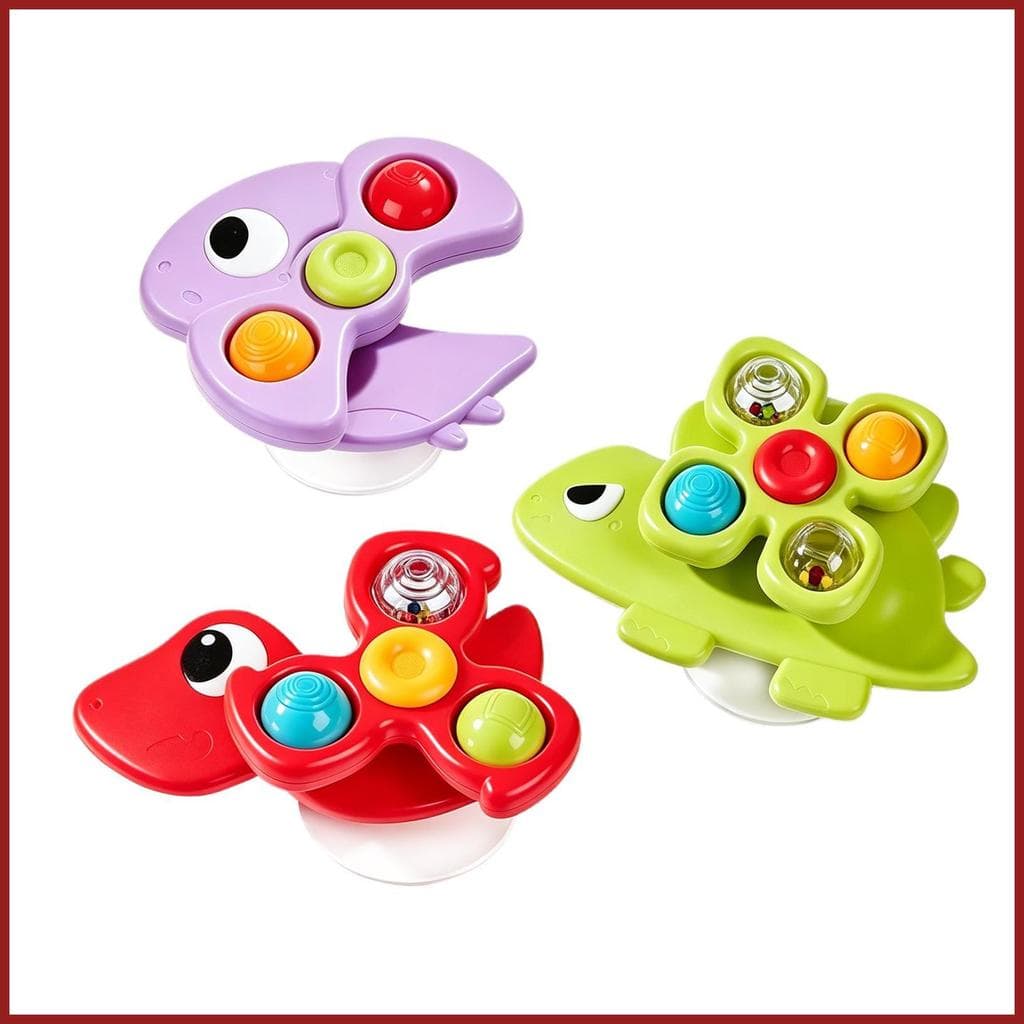 Brinquedo Giratório De Sucção , 3 Peças , Dinossauro Sensorial , Desenvolvimento Inicial , Ventosas Para Crianças , Meni