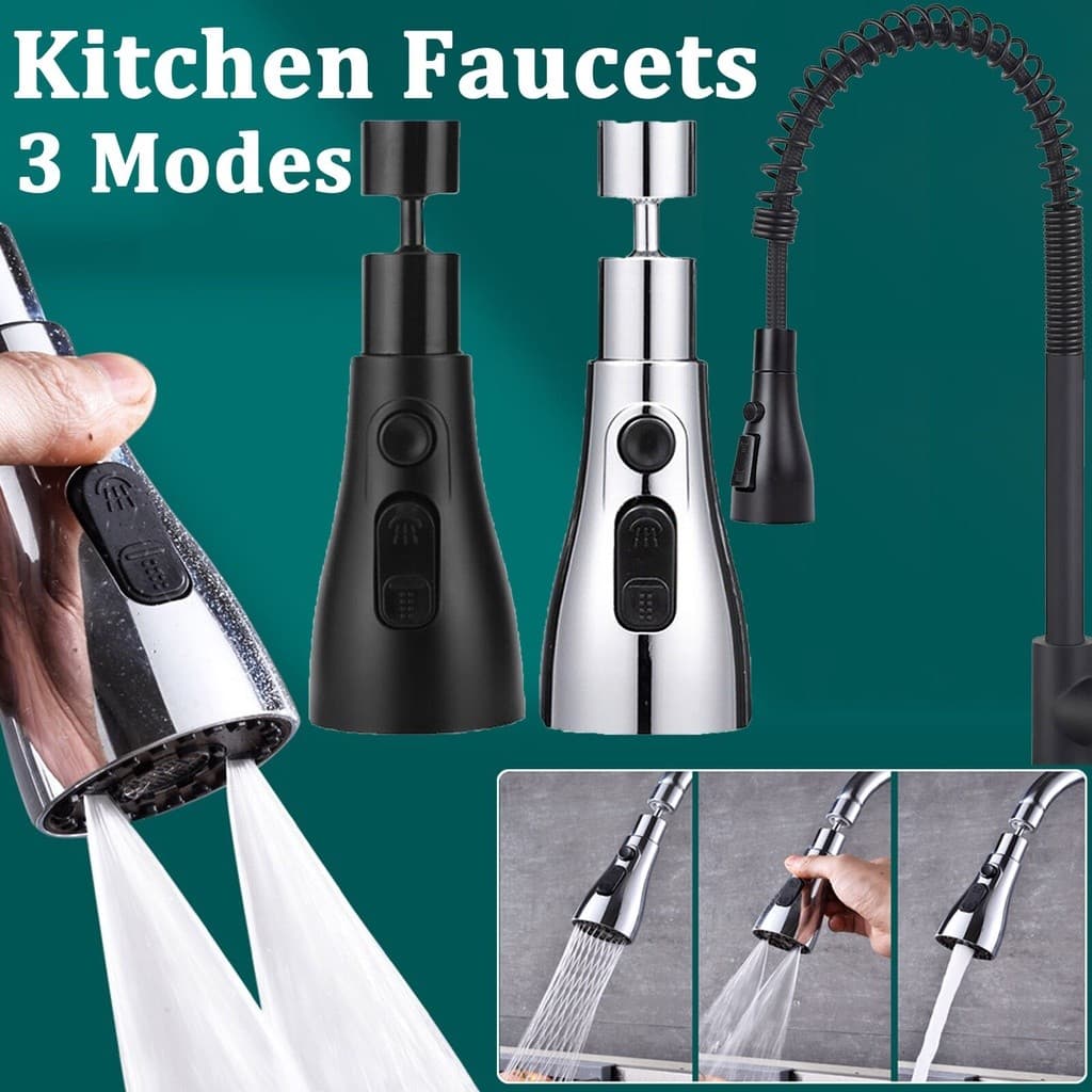 3 Modos Torneira De Cozinha Com Chuveiro Flexível 360 ° Botão Rotativo De Alta Pressão W/Faucet Sprayer Substituição Da