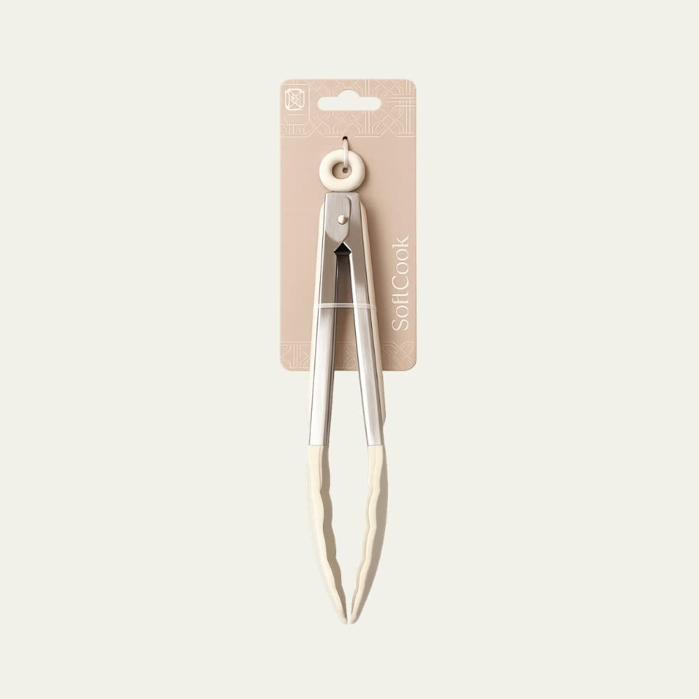 Utensílio de Cozinha Pegador de Alimentos Inox com Silicone Creme - Doremi Casa e Decor