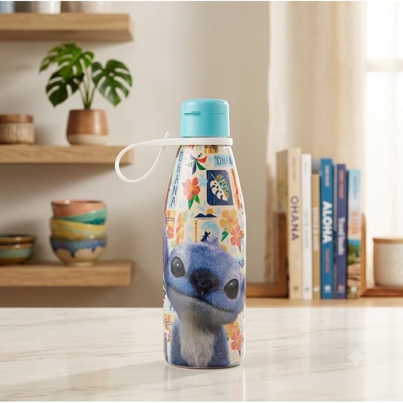 Garrafa Infantil Garrafinha Stitch Abre Fácil escolar 530 ml