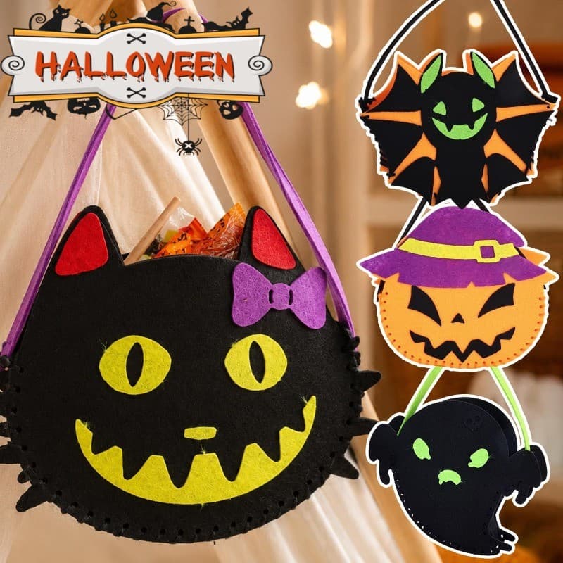 [Decoração De Halloween] Bolsa De Feltro-Presente Feita À Mão Infantil De Doces Ou Travessuras-Bolso Para Embalagem-Lemb