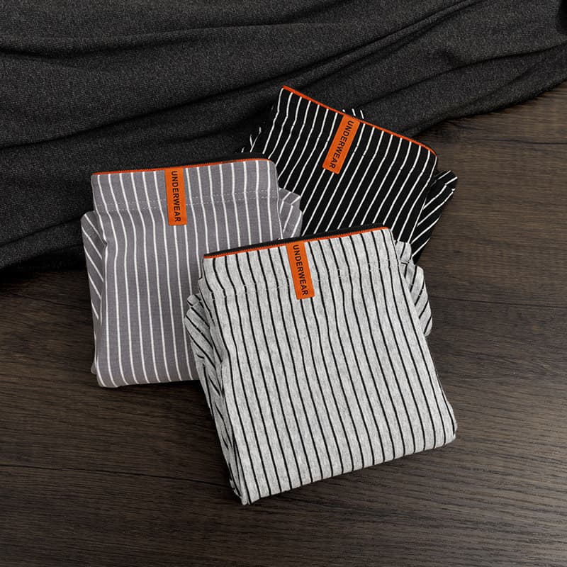 Roupa íntima masculina listrada de algodão puro cueca boxer cueca boxer sem costura respirável ultrafina confortável rou