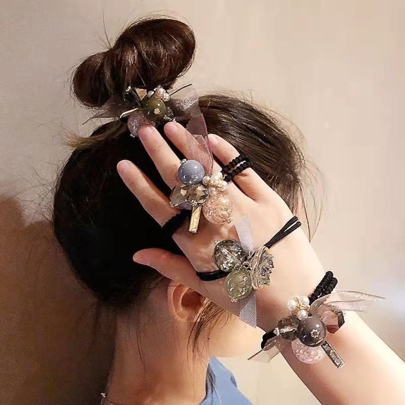 Primavera influenciador novo estilo anel de cabelo fresco doce faixa de borracha geométrica corda de cabelo versão corea