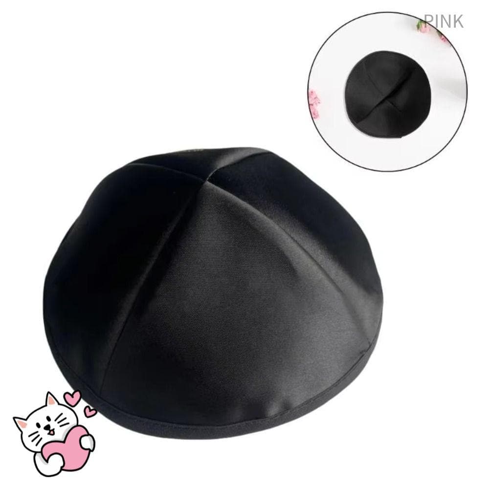 PINK1 Yarmulke , Boné Kippah De Superfície Lisa Com Cúpula Redonda Leve De Caveira De Cor Sólida Em Tecido Acetinado