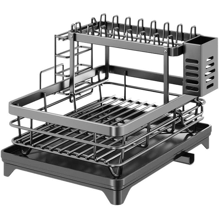 Escorredor de louça para bancada de cozinha, escorredor de louça de metal de dupla camada, com rack de drenagem, rack pa