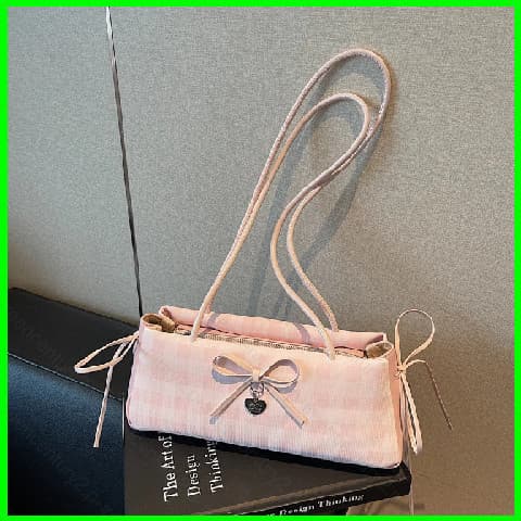 GC2 Xadrez Doce Bolsa De Ombro Nicho design Versátil Trabalho Feminina Leve E De Alto Valor CG2
