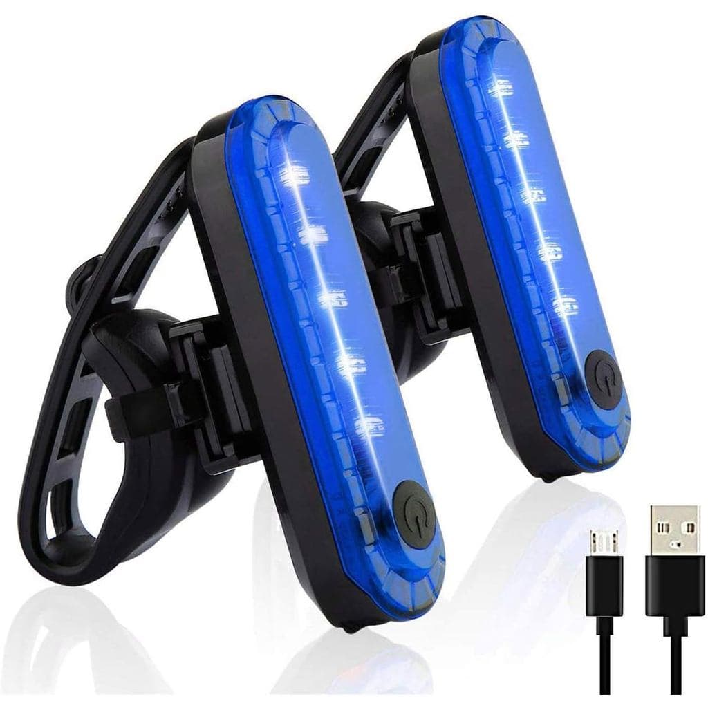 Luzes Traseiras Azuis para Bicicleta, Pacote com 2, Ultra Brilhantes, Recarregáveis por USB, Luz Traseira LED de Alta In