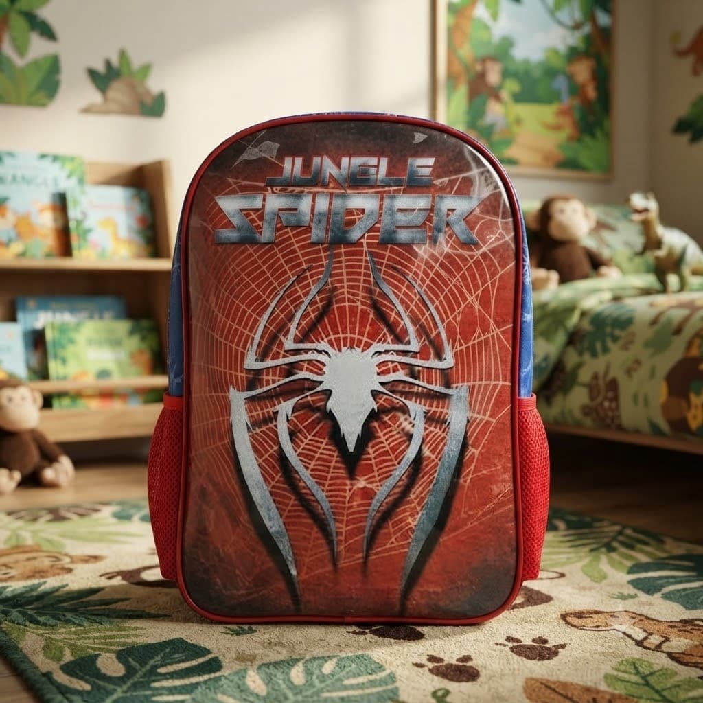 Mochila Escolar Infantil Resistente Estampada com Personagem Jungle Spider Colorida