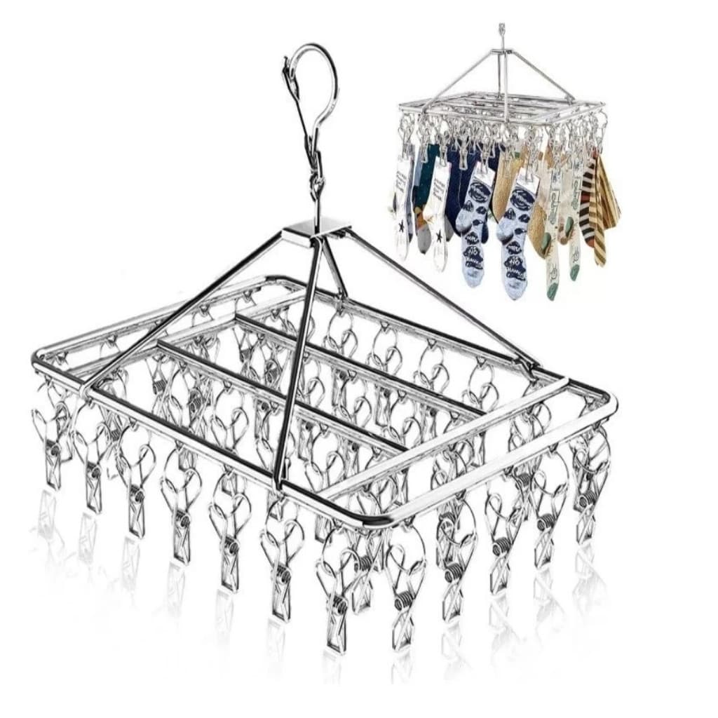 Varal Dobrável Inox com 20 Prendedores para Roupas de Bebê, Calcinhas, Cuecas e Peças Pequenas