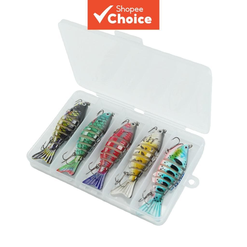Conjunto de 5 iscas artificiais Lambari de 10 cm + estojo, para tucunaré, dourado, traíra, robalo, pesca de meia-água