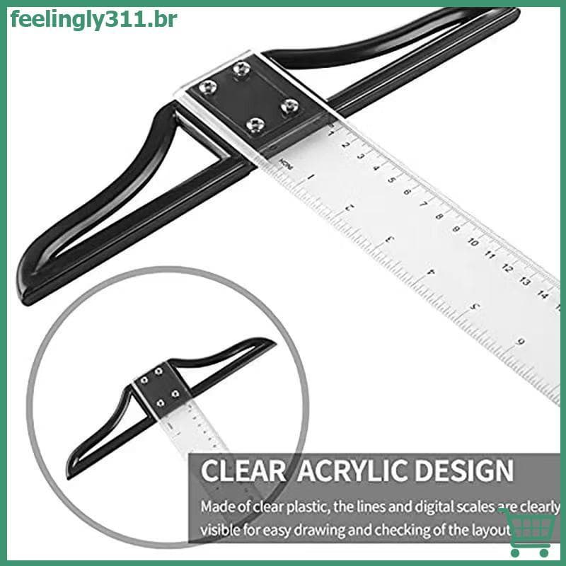 FEELI T Régua Quadrada 45/60/70/80cm De Desenho De Plástico Ferramenta Removível BR