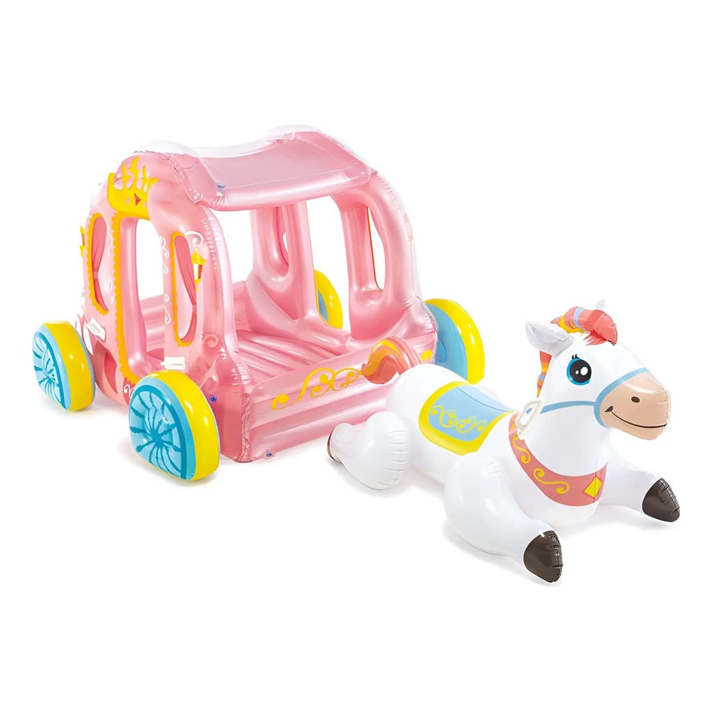 Boia de Piscina Infantil Carruagem Princesa Rosa com Cavalo Intex 56514