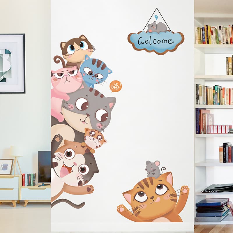 Pequeno padrão capa de parede feio adesivos decorativos quarto papel de parede bonito Anime adesivos de parede auto-ades