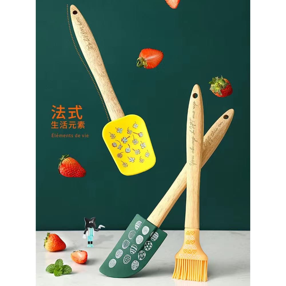 Utensílios de cozimento Espátula de creme Escova de óleo Espátula de manteiga Conjunto de três peças Silicone de qualida