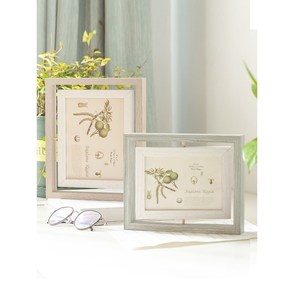 Criativo ins Nordic moldura de foto mesa de balanço 23cm 20cm dupla face rotativa moldura de foto Horizontal Vertical Un