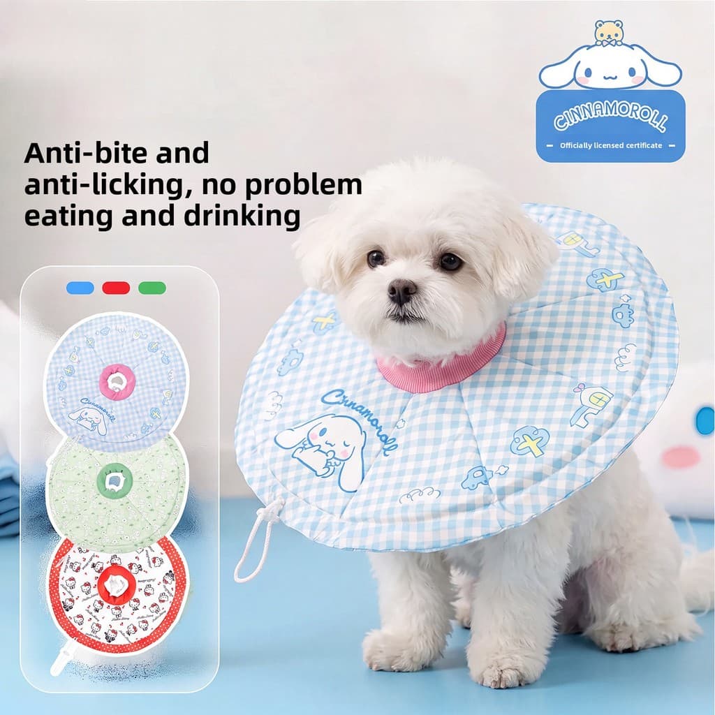 Coleira protetora macia anti-lambidas e anti-riscos para animais de estimação, para gatos e cães após a esterilização.