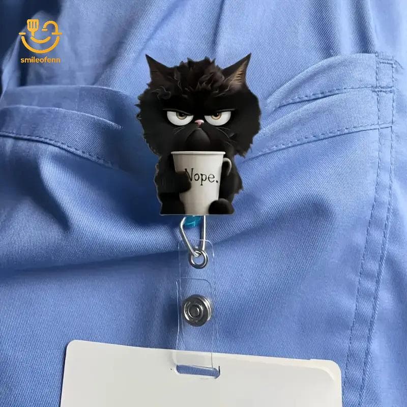 smileofenn Engraçado Café Bla Gato Crachá Clipe Ornamentos Multifuncionais , Bonito Dos Desenhos Animados Gatinho 2D Pla